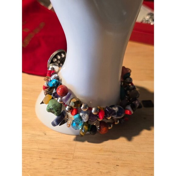 Paige Wallace Handmade Multi-Stone Beaded Bracelet With Buffalo Nickel Clasp - Picture 9 of 13